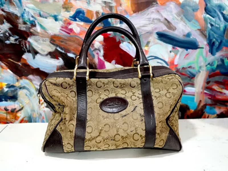 中古CELINE圖案尼龍布手袋手提包 嚴重瑕疵 貴婦風意大利二手古著