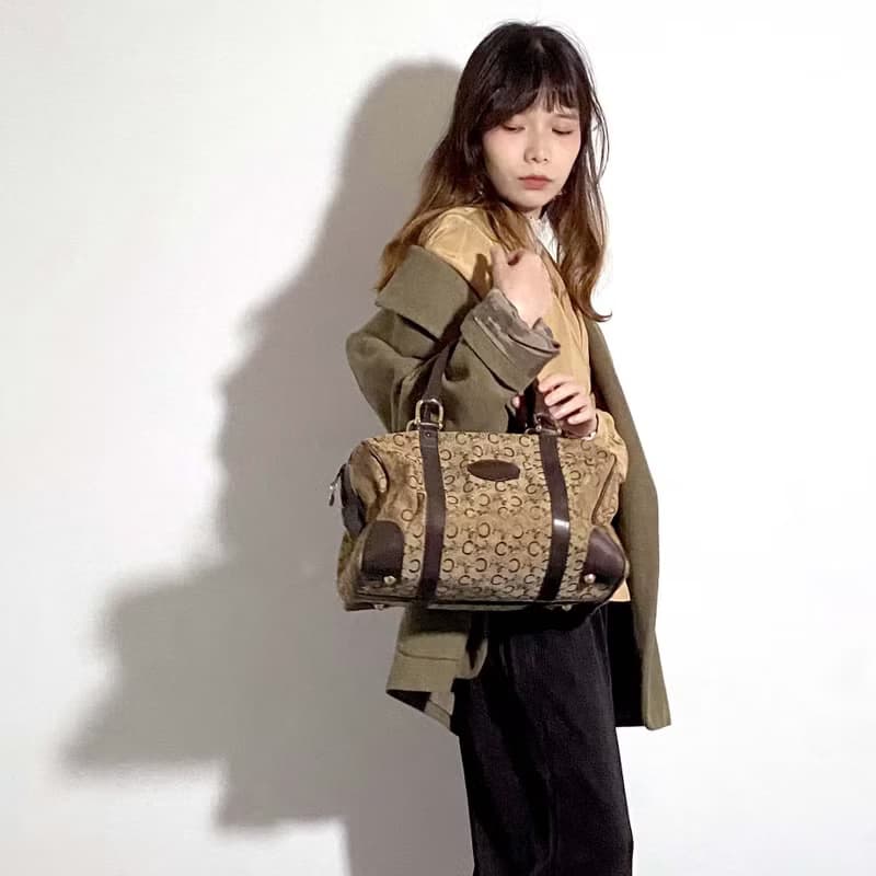 中古CELINE圖案尼龍布手袋手提包 嚴重瑕疵 貴婦風意大利二手古著