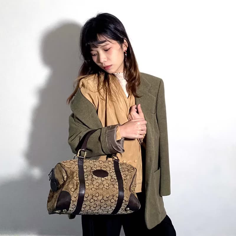 中古CELINE圖案尼龍布手袋手提包 嚴重瑕疵 貴婦風意大利二手古著