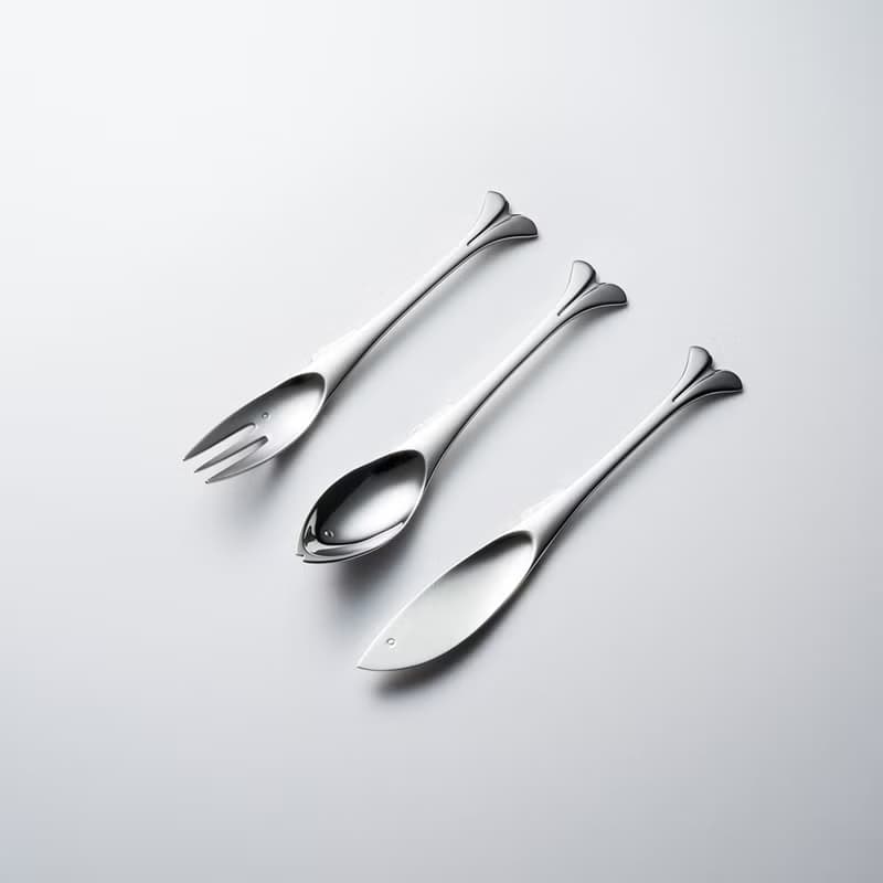 日本山崎金屬 - 釣魚系列 - 不鏽鋼點心叉匙刀組(3件式)