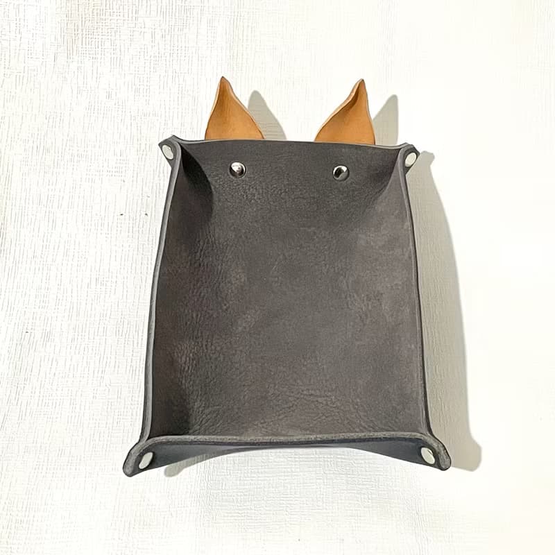 小可愛雙層真皮玄關盤、首飾或置物盤、心情密語傳達-沈穩小可愛