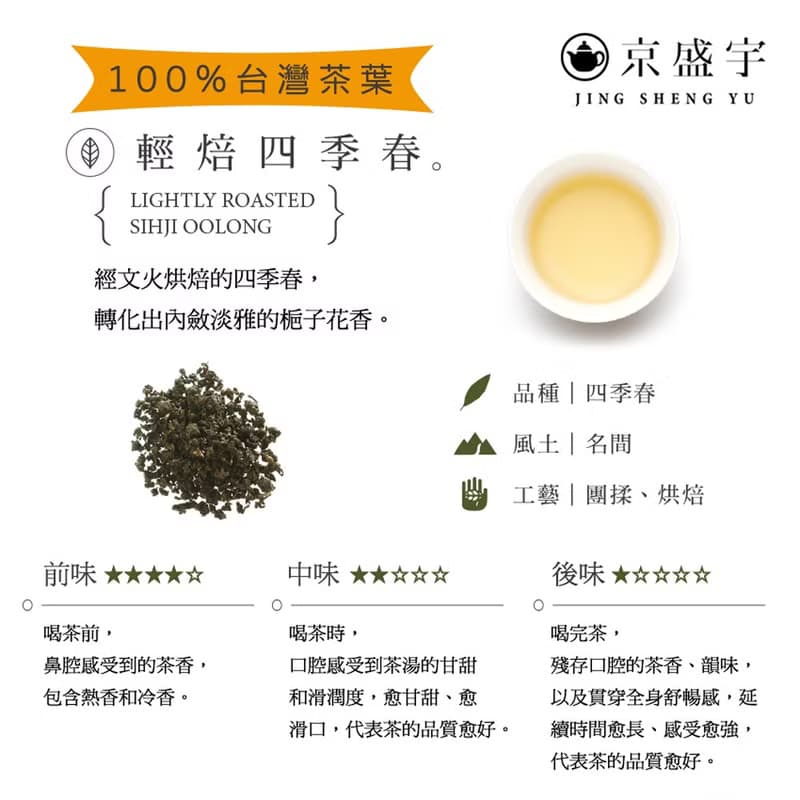 京盛宇【茶葉】輕焙四季春100g-經典鐵罐