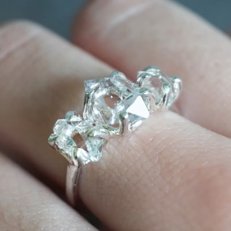 閃靈鑽三步戒指 Herkimer Diamond Trio 925純銀