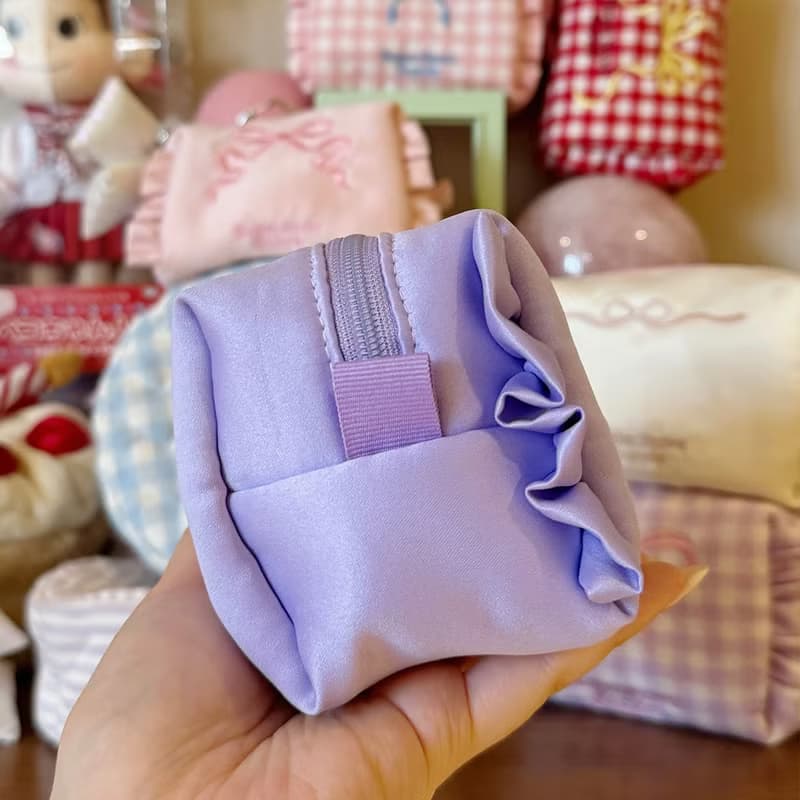 Sweetstore Supply原創全紫綢緞蝴蝶結刺繡化妝包便攜收納包