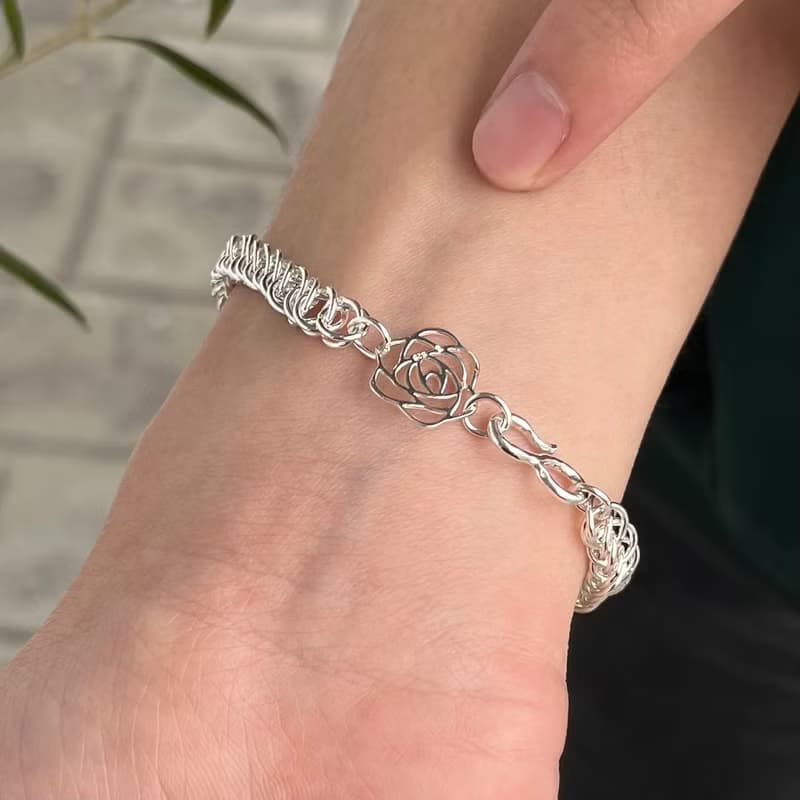 七月葉金工 /Rose玫瑰鱔魚鏈 /925純銀手鍊