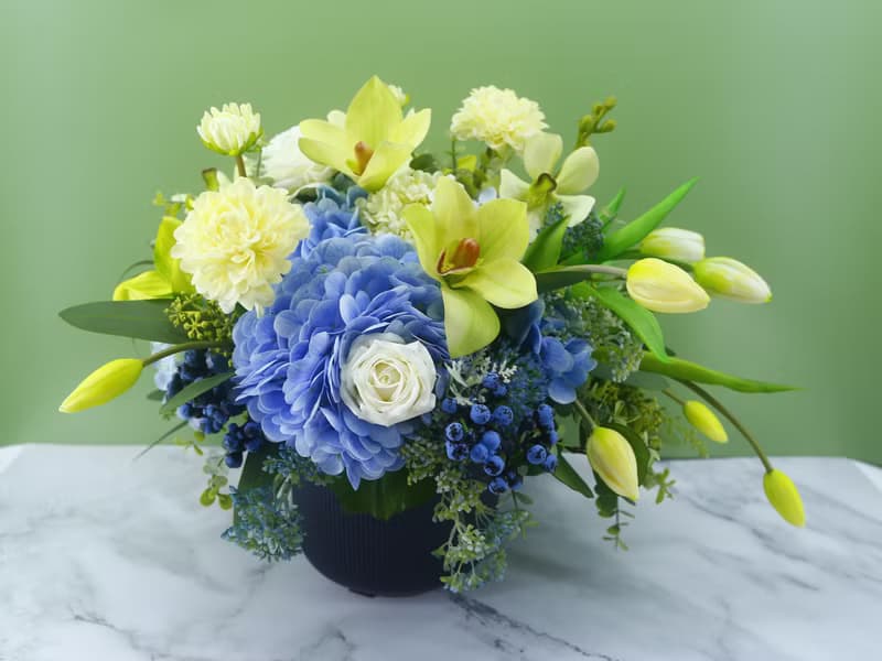 法式浪漫藍繡球鬱金香香氛花禮 免運專人配送限雙北市 其餘地區需