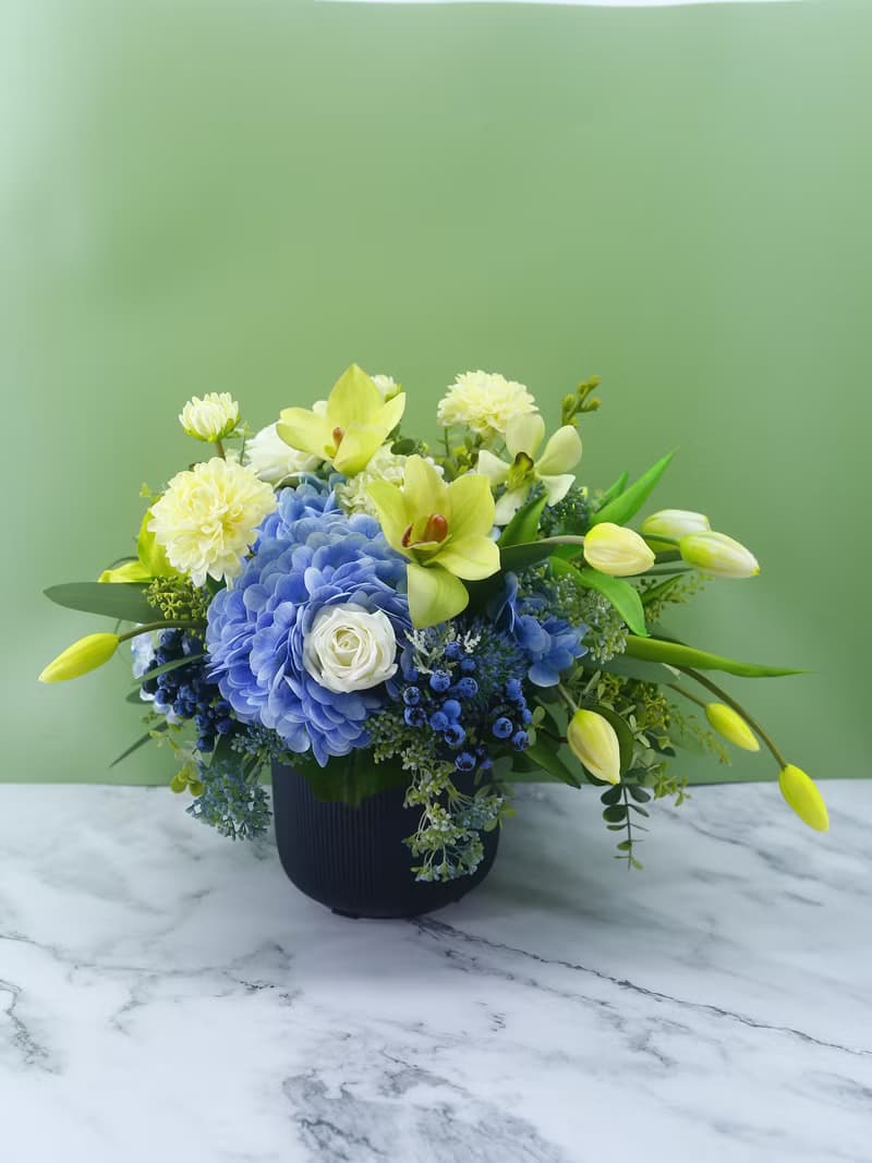 法式浪漫藍繡球鬱金香香氛花禮 免運專人配送限雙北市 其餘地區需