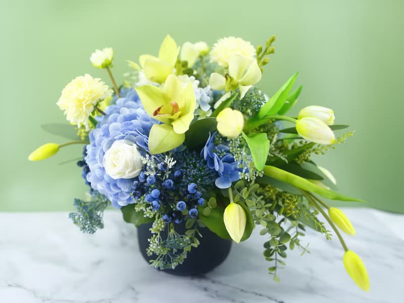 法式浪漫藍繡球鬱金香香氛花禮 免運專人配送限雙北市 其餘地區需