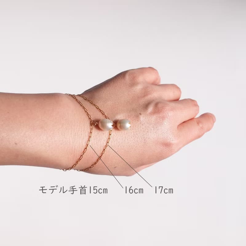 日本製　つぼみパールのブレスレット ‐パールに彫刻と金粉をほどこしたジュエリー‐　サイズオーダー可　ご褒美　ギフト