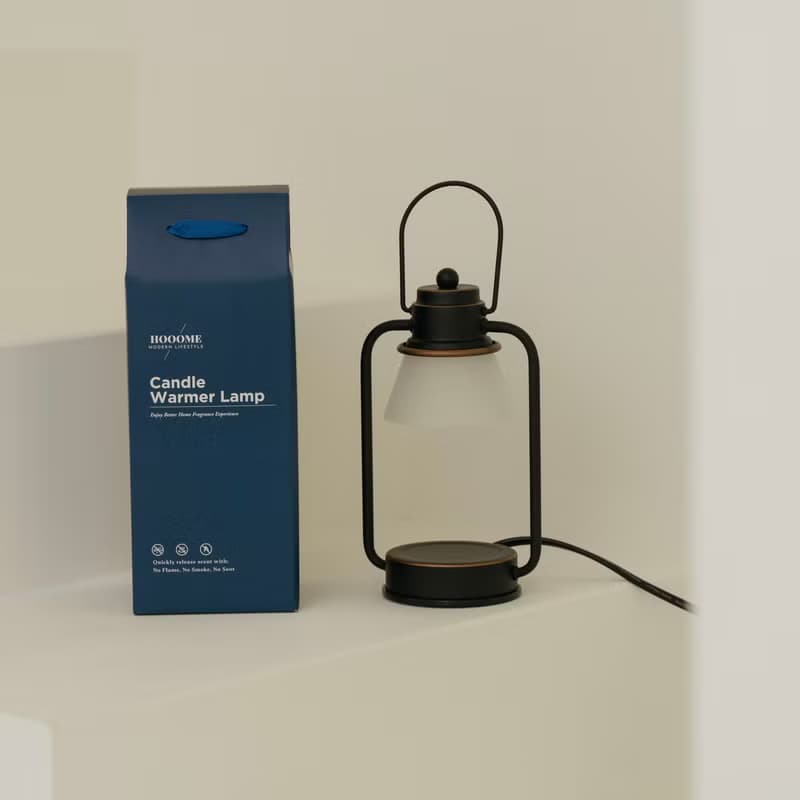 HOOOME 香氛蠟燭暖燈 - 復古霧面玻璃款 (黑色) 可調光 融蠟燈
