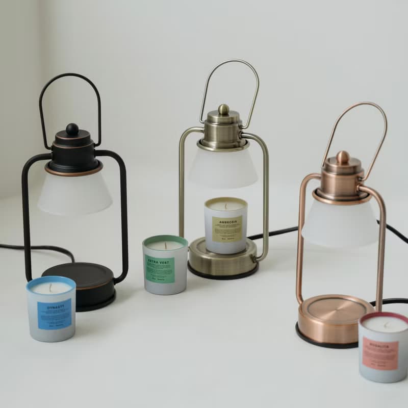 HOOOME 香氛蠟燭暖燈 - 復古霧面玻璃款 (黑色) 可調光 融蠟燈