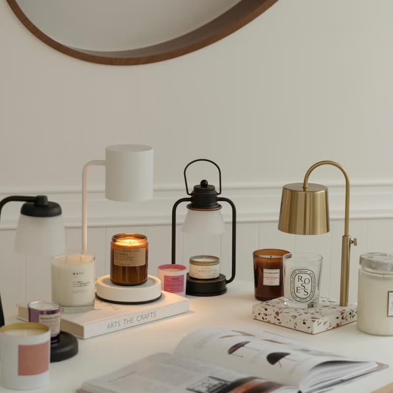 HOOOME 香氛蠟燭暖燈 - 復古霧面玻璃款 (黑色) 可調光 融蠟燈