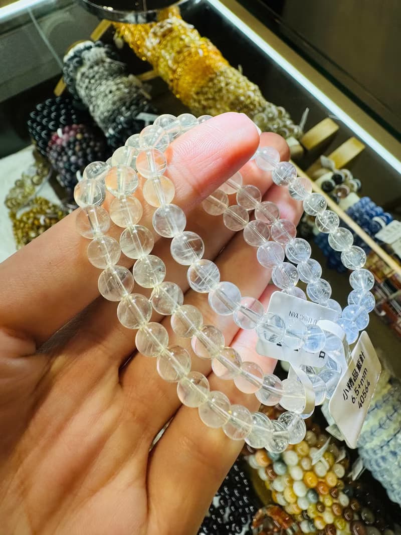 天然小美品透體顯針藍針6.5+mm水晶手珠吸收自身濁氣增加個人氣場