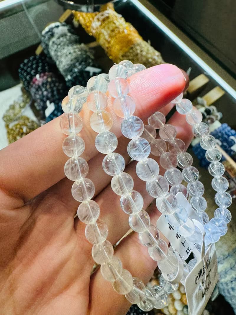 天然小美品透體顯針藍針6.5+mm水晶手珠吸收自身濁氣增加個人氣場