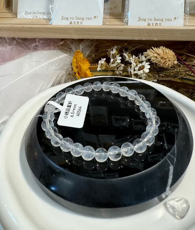 天然小美品透體顯針藍針6.5+mm水晶手珠吸收自身濁氣增加個人氣場