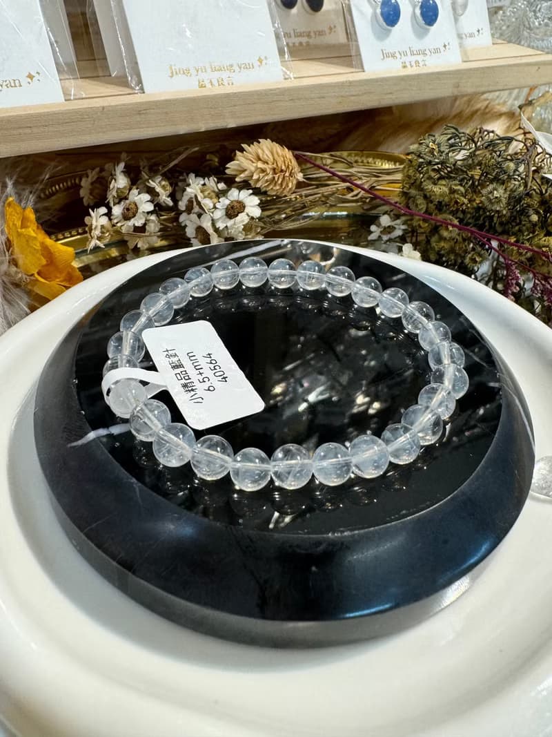 天然小美品透體顯針藍針6.5+mm水晶手珠吸收自身濁氣增加個人氣場