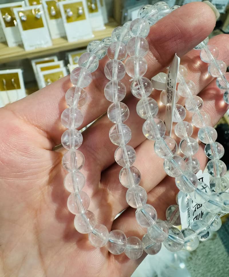 天然小美品透體顯針藍針6.5+mm水晶手珠吸收自身濁氣增加個人氣場