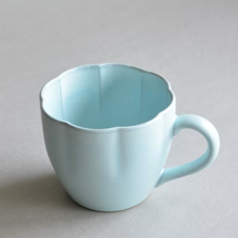 瀬戸焼　花マグカップ　みずはだ　ブルー　360ml