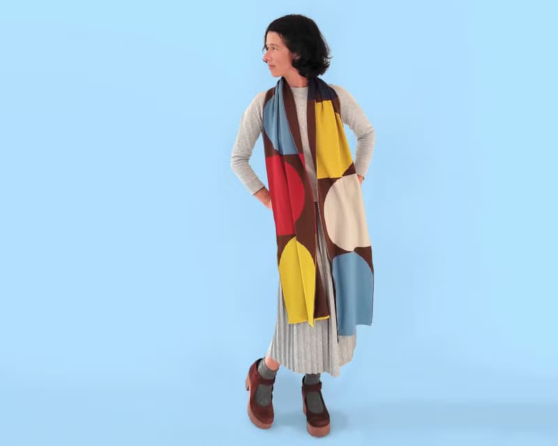Jazz scarf in brown. Pure merino wool scarf. Large scarf. Woolen womens scarf