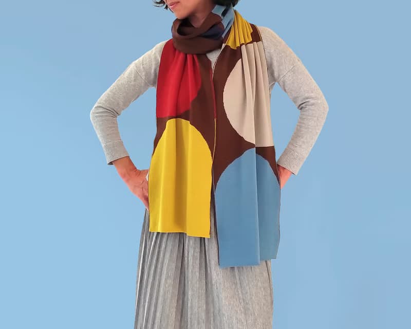 Jazz scarf in brown. Pure merino wool scarf. Large scarf. Woolen womens scarf