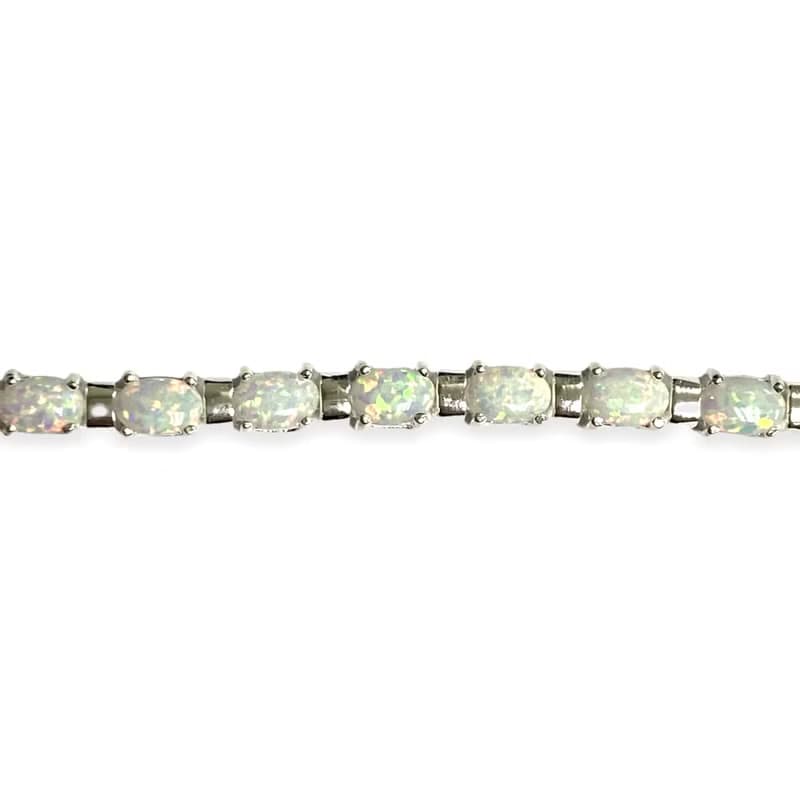 Stunning Quality White Gilson Opal Tennis Bracelet 925 Sterling Silver