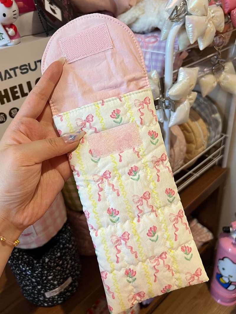 Sweetstore Supply原創可愛甜美清新蝴蝶結收納魔術貼粘貼筆袋