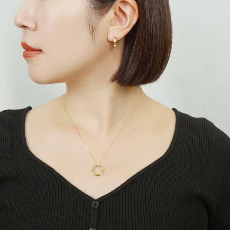 18K/10K 三角形圖案圈形耳環 (黃金)