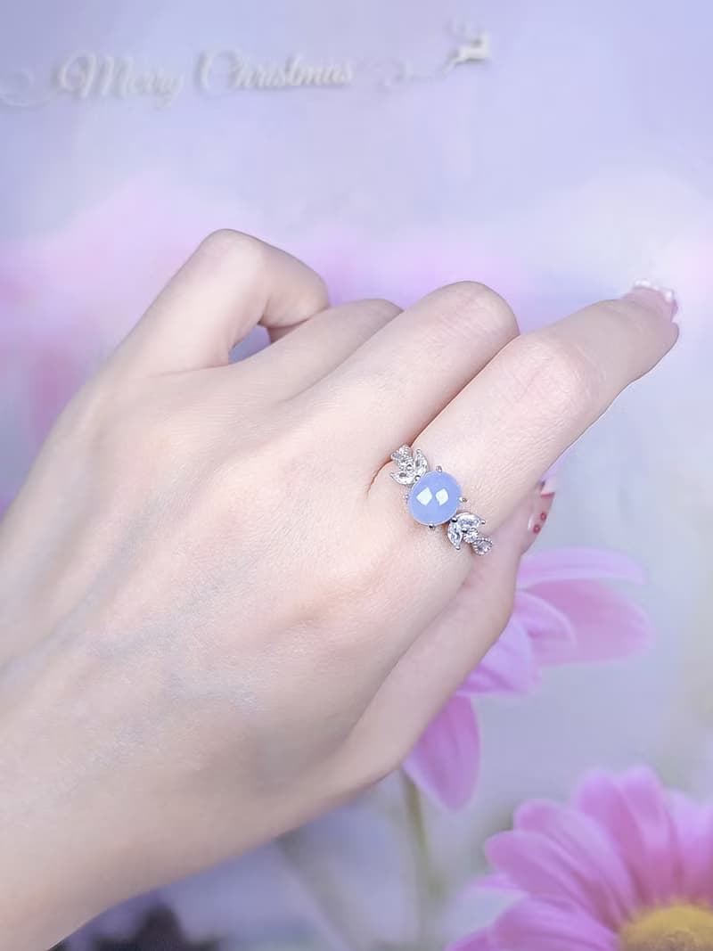 招財貴人來|夢幻仙女紫|天然緬甸A貨翡翠冰紫純銀日系蕾絲款戒指