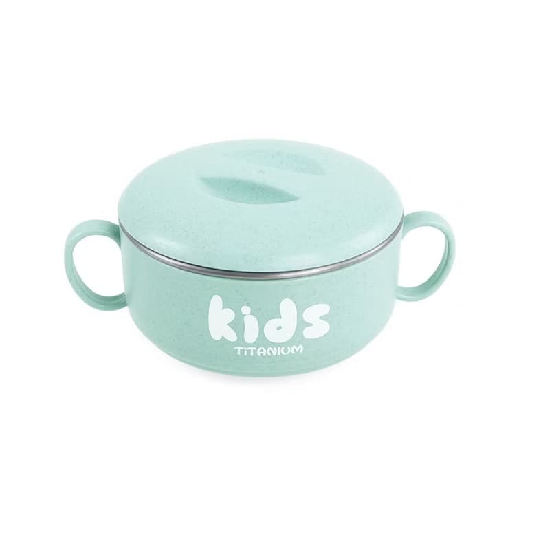 【純鈦微瑕商品】學習雙層組合碗(大) 350ml-綠