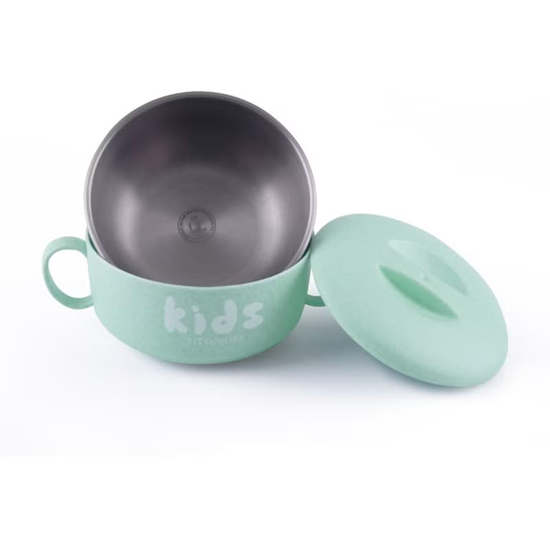 【純鈦微瑕商品】學習雙層組合碗(大) 350ml-綠