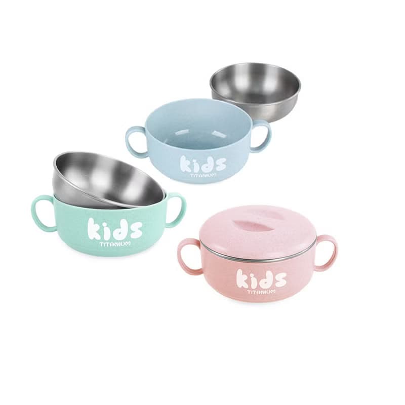 【純鈦微瑕商品】學習雙層組合碗(大) 350ml-綠