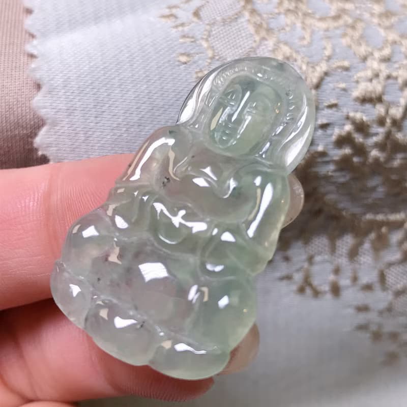 冰種翡翠觀音菩薩 | 天然緬甸玉A貨翡翠 | 送禮