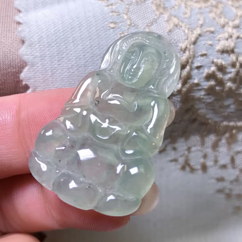 冰種翡翠觀音菩薩 | 天然緬甸玉A貨翡翠 | 送禮