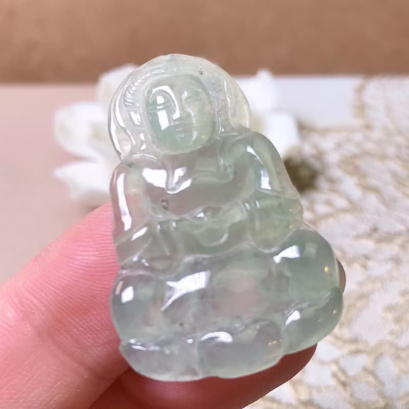 冰種翡翠觀音菩薩 | 天然緬甸玉A貨翡翠 | 送禮