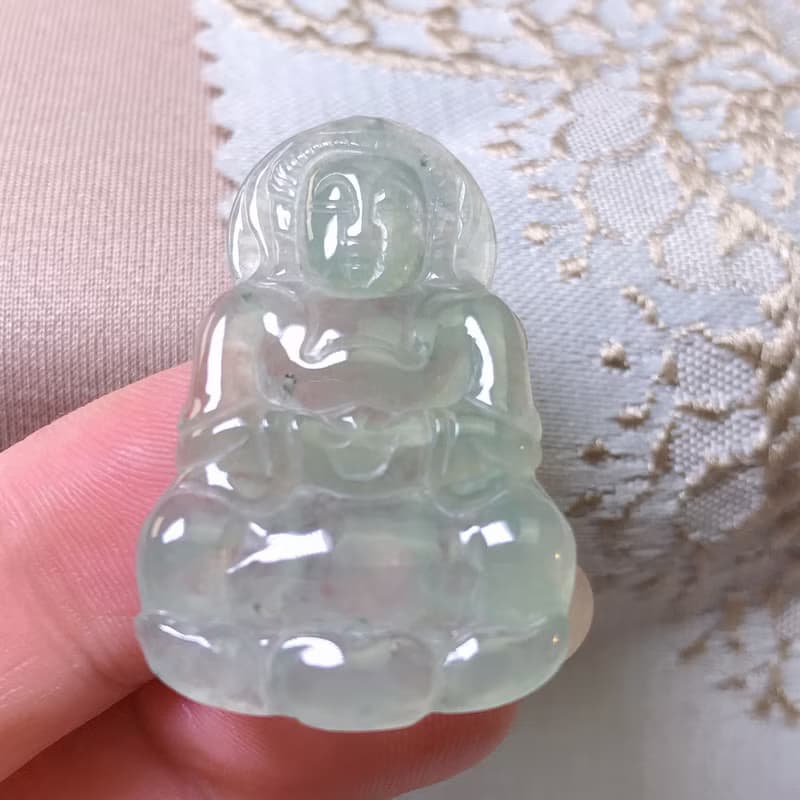 冰種翡翠觀音菩薩 | 天然緬甸玉A貨翡翠 | 送禮