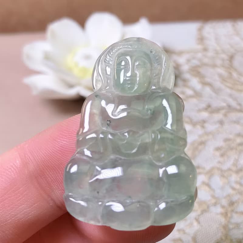 冰種翡翠觀音菩薩 | 天然緬甸玉A貨翡翠 | 送禮