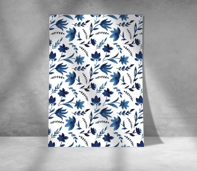 【數位】藍色花朵海報數位 JPEG 可列印牆面畫廊牆面藝術花卉印刷