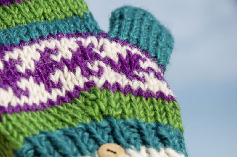 手織純羊毛針織手套/可拆卸保暖手套/內刷毛手套/觸控手套-葡萄綠