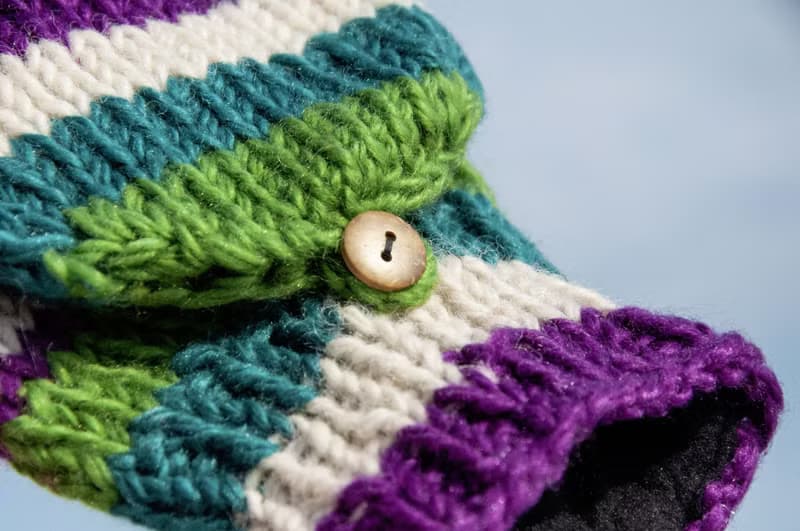 手織純羊毛針織手套/可拆卸保暖手套/內刷毛手套/觸控手套-葡萄綠