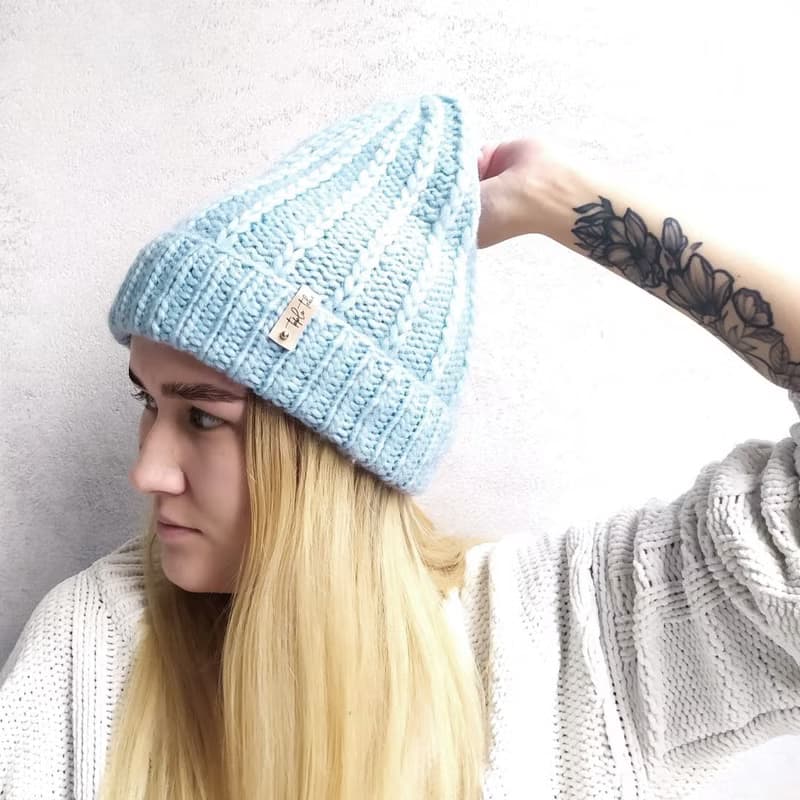 Woolen blue winter womens hat | レディース帽子