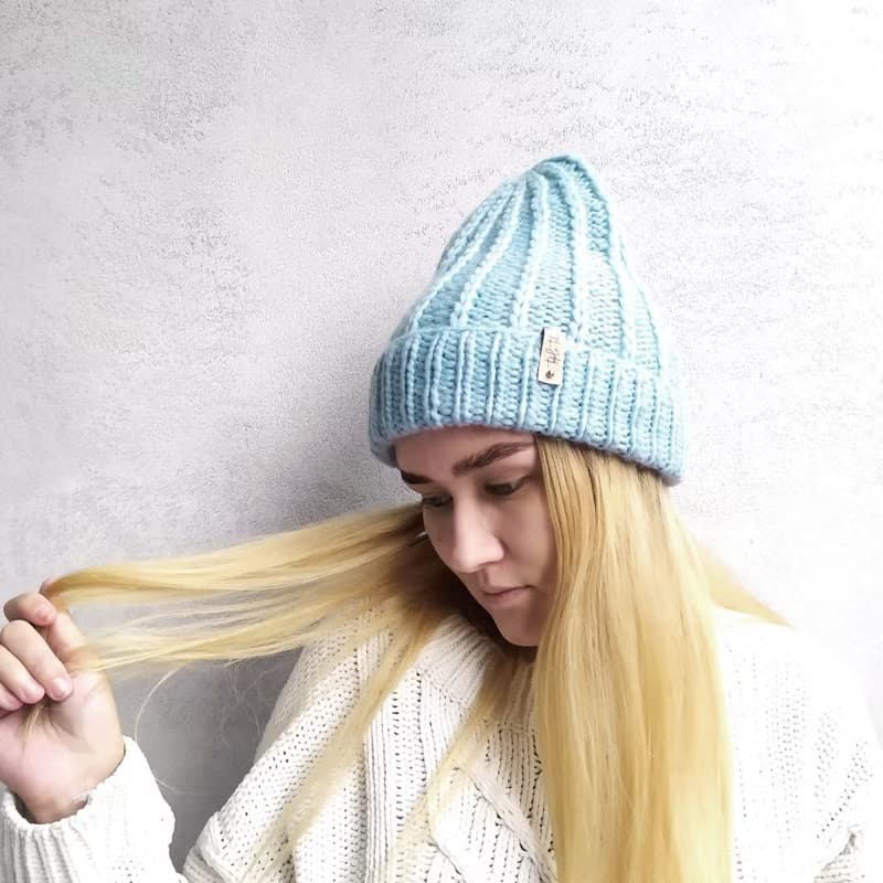 Woolen blue winter womens hat | レディース帽子