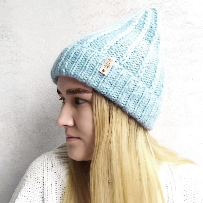 Woolen blue winter womens hat | レディース帽子