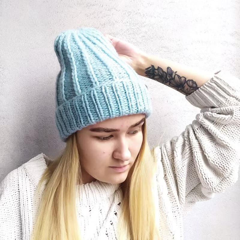 Woolen blue winter womens hat | レディース帽子