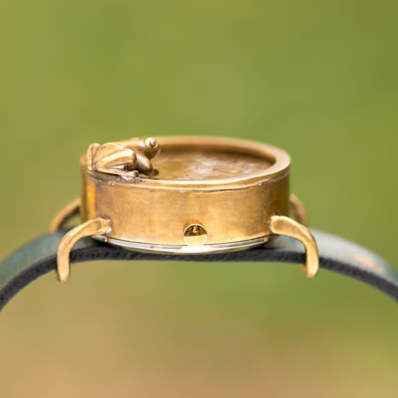 凝望沼澤的青蛙款手錶M黑糖 江戶文字