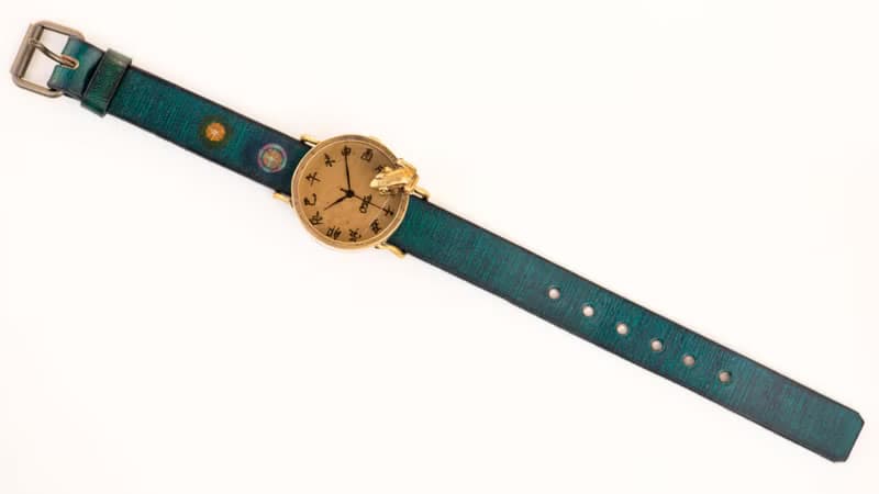 凝望沼澤的青蛙款手錶M黑糖 江戶文字