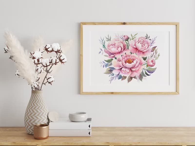 Peony Bouquet Painting Flower Original Wall Art Pink Floral Artwork