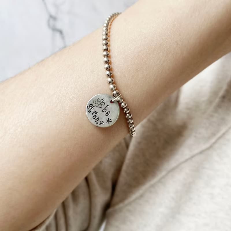 be strong手敲字純銀手鍊