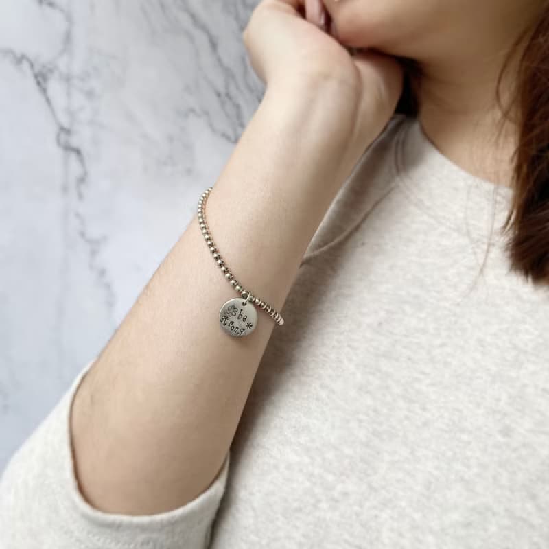 be strong手敲字純銀手鍊
