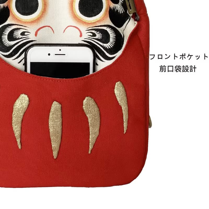 日本達摩帆布包 紅色口金包 胸包 斜背包 側背包 肩背包