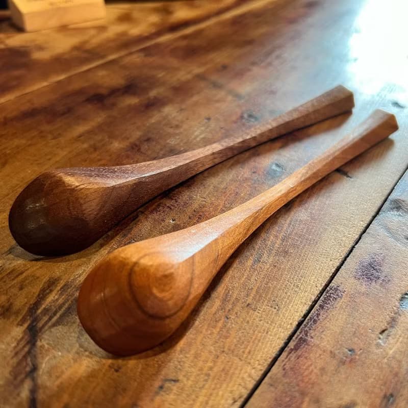 手刻甜點匙、茶匙 II－六角柄